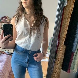 button up sleeveless shirt